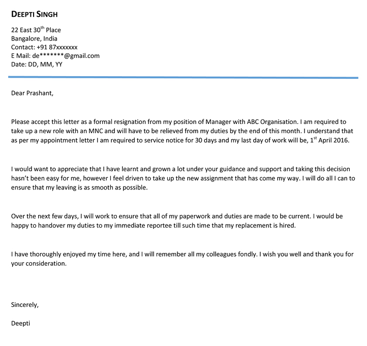 Resignation Letter Sample Resignation Email Format Naukri Com