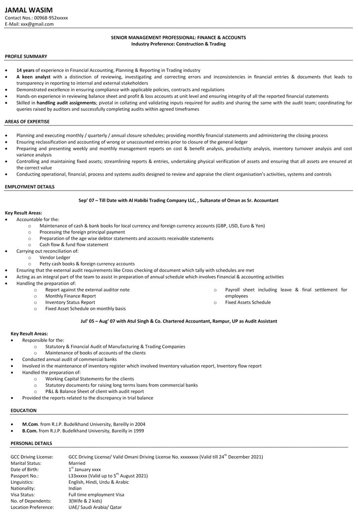 Accountant Resume Samples | Assistant Accountant Resume ...