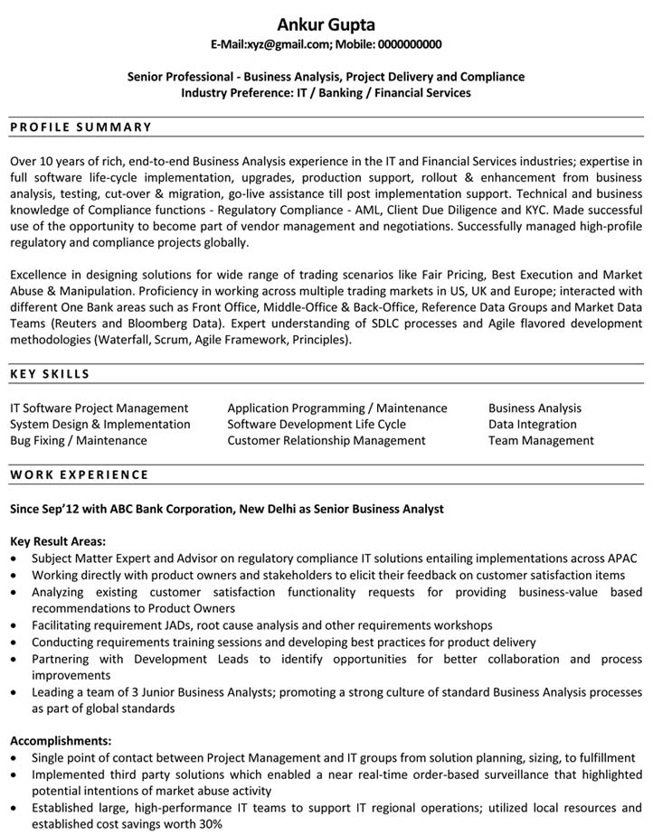 Integration analyst resume