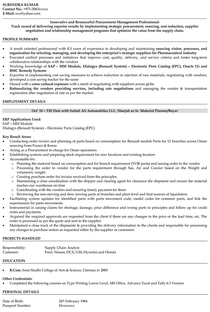 Purchase Manager Resume Samples Purchase Engineer Resume Naukri Com