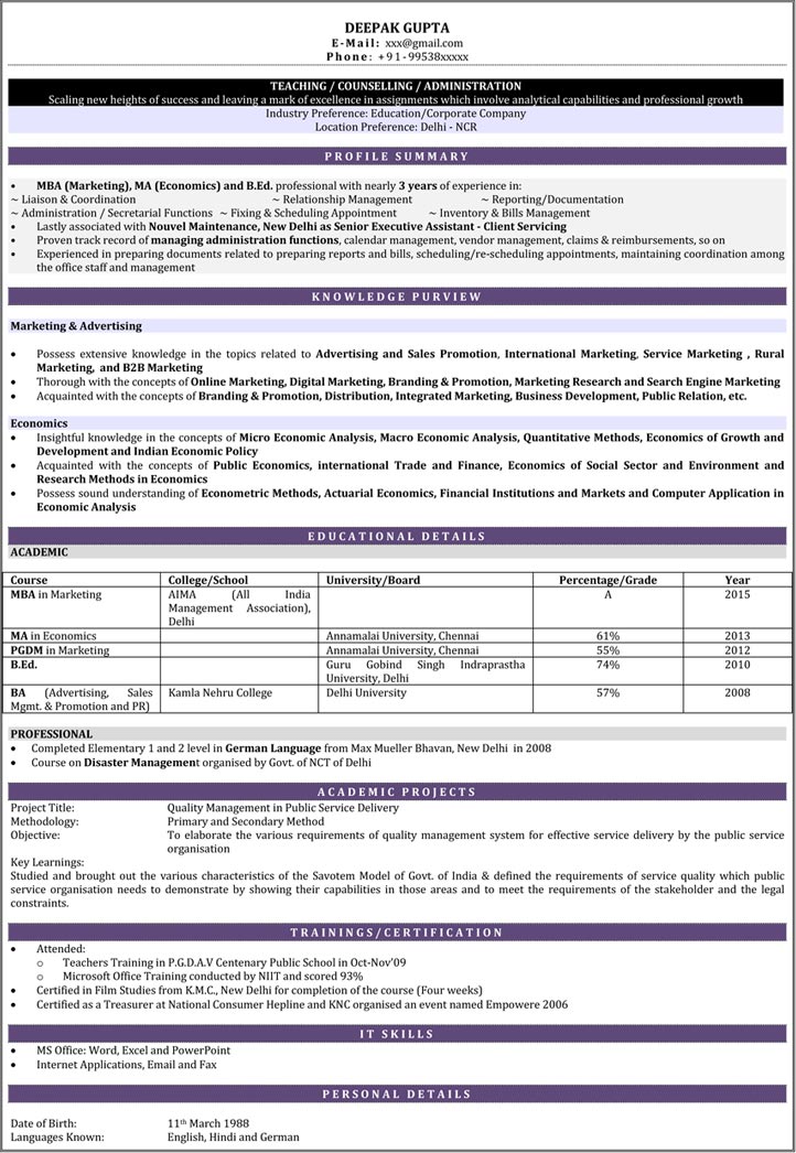 Sample Cv Teacher India - 15 Top Teacher Resume Examples ...