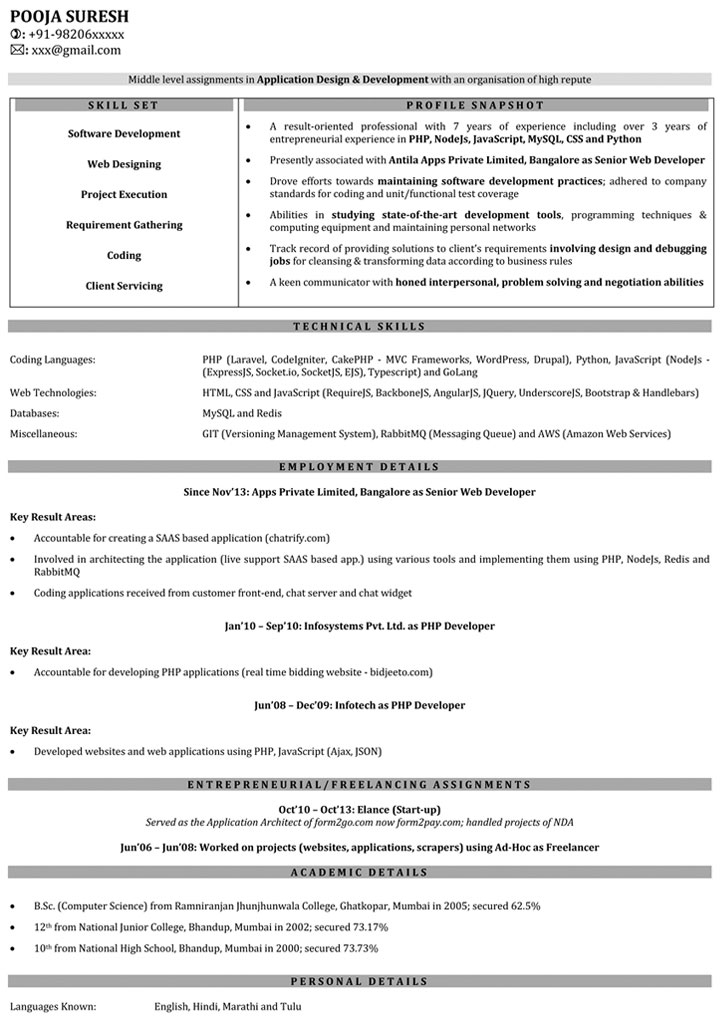 Web Developer Resume Samples Sample Resume For Web