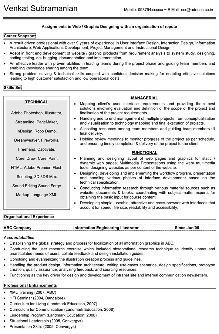 Graphic Designer Resume Sample Resume Format For Graphic